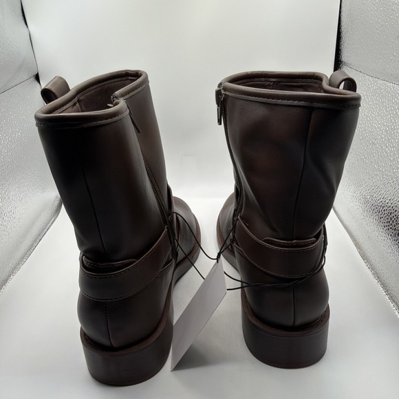 DV by Dolce Vita Women's Brown Moto Boot Size 9 Harness Strap Low Heel - Picture 6 of 14